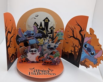 Stitch halloween 3D pop up card • lilo and stitch popup 3D card • 3D popup Stitch Halloween cards • Disney 3D birthday card