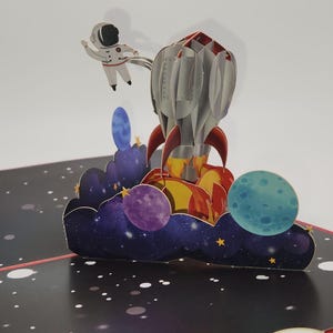 Carte pop-up 3D astronaute joyeux anniversaire cartes-cadeaux spéciales d'anniversaire • fête d'anniversaire dans l'espace • thème astronautes extraterrestres