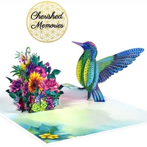 Kolibri 3D Pop Up • Wunderschöne 3D Kolibri Popup Karten • Karten für jeden Anlass • Alles Gute zum Geburtstag 3D Pop Ups • Alles Gute zum Muttertag 3D Karte