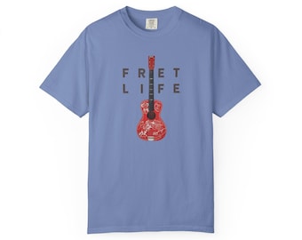 FRET LIFE アコースティックギター Tシャツ | ミュージシャンやギタープレイヤーへのギフト | ロイ・ロジャーススタイル