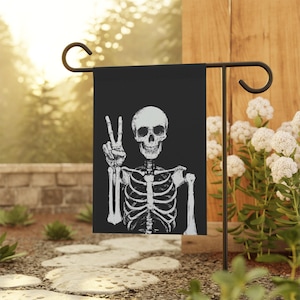 Funny Skeleton Garden Flag: Halloween Fall Decor