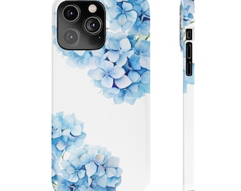 ブルーアジサイの花柄スマホケース：スリムなポリカーボネートカバー
