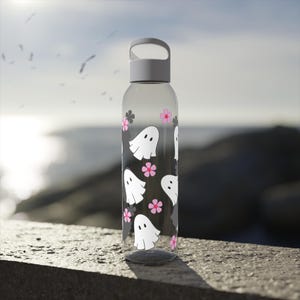 Spooky Ghost Water Bottle, Aesthetic Flower Bottle, Cute Ghost Gifts, Halloween Gift, For Cute Ghost lovers,  Sky Water Bottle