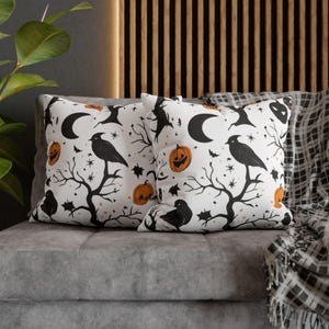 Halloween Pumpkin Pillow, Vintage Halloween Pillow Cover, Fall Home Decor, Pumpkin Throw Pillows, Spun Polyester Square Pillowcase