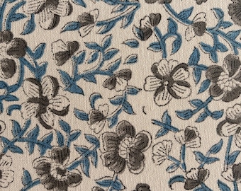 Hand Block Printed Duck Canvas Fabric | Heavy Cotton Upholstery Home Decor
