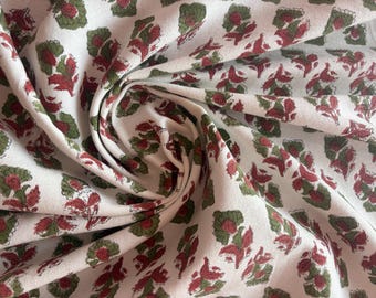 Bloemen eend canvas hand blokprint stof | Zwaar katoenen draperiemateriaal | Handgemaakt Indiaas ambacht op maat gesneden | Bekledingsstof op maat gesneden