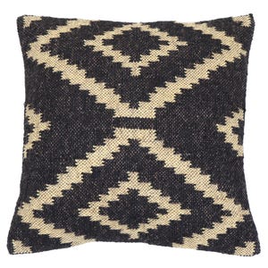 Handwoven Kilim Pillow Cover: Black & White Boho Aztec Cushion