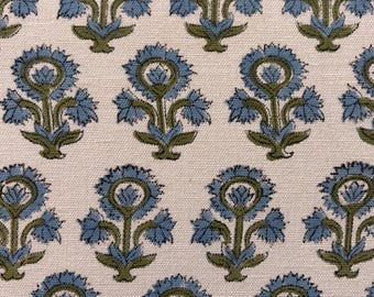 Floral Cotton Fabric, Indian Block Print, Sewing Supply