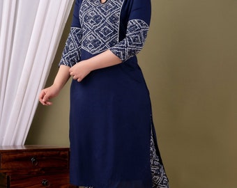 Women's A-line Kurta,Printed Ethnic Tunic,Floral A-line Kurti,Festive A-line Tunic,A-line Kurta for Her,Printed A-line Top,Traditional