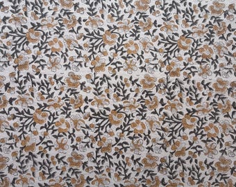 Bohemian Block Print Cotton Canvas Fabric | Heavy Cotton Duck Fabric by the Yard | Hand Printed Upholstery & Cushion Fabric
