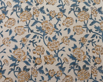 Floral Block Print Cotton Fabric | Indian Upholstery Material