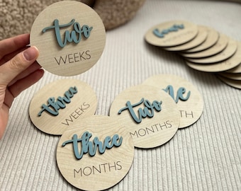 Wooden Monthly Milestone Cards| Baby Milestone Disc | Monthly Milestone Markers for Baby Photos | Baby Photo Prop | Baby Shower Gift