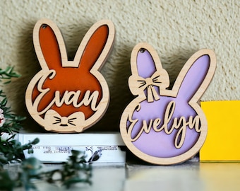 Personalized Easter Bunny Name Tag: MDF Easter Basket Charm