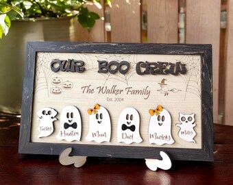Custom "Our Boo Crew" Family Sign: Personalized Halloween Decor