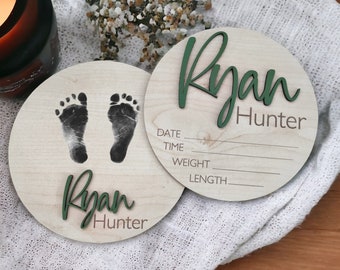 Baby Announcement Sign with Birth Stats | Footprint Sign For Newborn | Personalized Baby Name Sign | Baby Name Reveal | Sign For Hospital