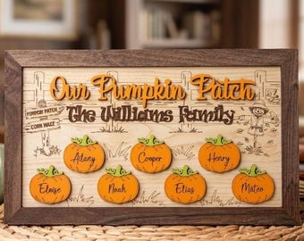 Personalized Pumpkin Patch Sign, Custom Family Fall Decor