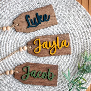 Personalized Wooden Name Tag: Laser Cut Christmas Stocking Tag