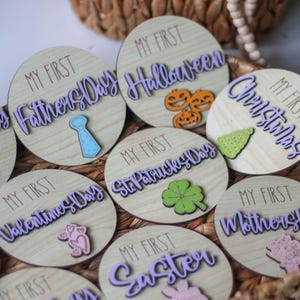Baby Holiday Milestone Discs | 3D Milestone Markers Photo Props | Personalized Baby Gift | Christmas Gift | Baby Shower Gift | Newborn Gift