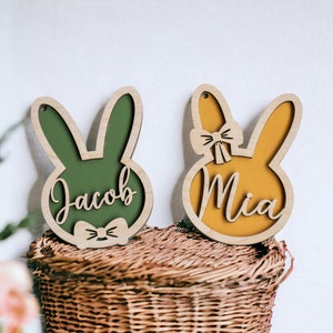 Personalized Bunny Easter Basket Tag: Custom Name Charm