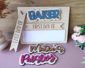 Customizable Wood Acrylic School Sign, First Last Day Photo Prop