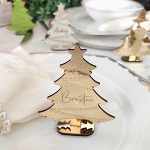 Porta biglietti da visita natalizi indipendenti / Segnaposto in acrilico / Segnaposto per albero di Natale / Decorazioni in legno indipendenti
