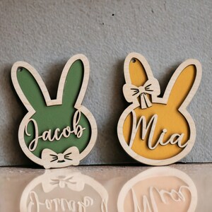 Etichette con nome per cestino di Pasqua a forma di coniglietto / Etichette regalo di Pasqua personalizzate / Ciondolo con nome per cestino di Pasqua personalizzato / Cestino di Pasqua per bambini