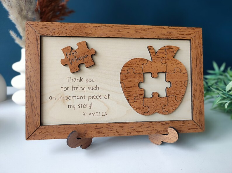 Personalized Teacher Appreciation Gift: Wooden Apple Puzzle Sign - Etsy