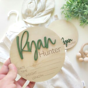 Custom Baby Announcement Sign: 3D Name, Birth Stats Photo Prop