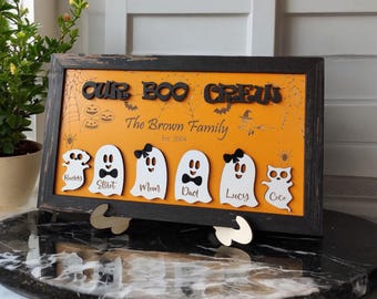 Personalized Halloween Family Ghost Sign: Our Boo Crew Decor
