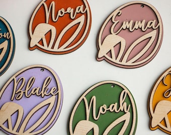 Personalized Easter Basket Tag: Custom Wood Egg Name Tag