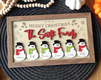 Personalized Snowman Family Sign: Custom Christmas Decor