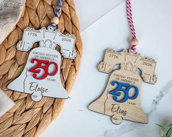 Custom Liberty Bell Ornament, America 250 Keepsake, Patriotic Car Mirror Charm