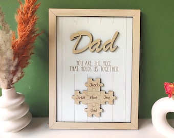 Personalized Dad Puzzle Sign: Wooden Family Name Art