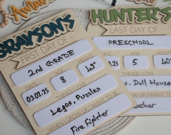 Personalized First & Last Day of School Sign: Reusable Wooden Photo Prop