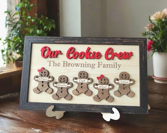 Personalized Gingerbread Cookie Crew Sign: Christmas Family Decor