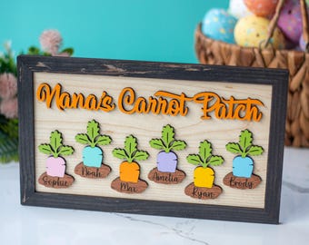 Personalized Nana's Carrot Patch Wooden Sign, Easter Family Keepsake Decor