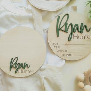 Custom Baby Name Announcement Sign: 3D Laser Cut Birth Stats