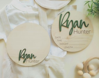 Custom Baby Name Birth Stats Sign, Hospital Announcement Photo Prop