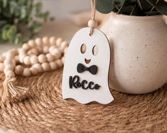Personalized Halloween Basket Tag: Pumpkin, Ghost, Bat - Fall Gift Tags