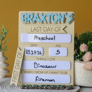 Personalized First and Last Day of School Board: Reusable Photo Prop