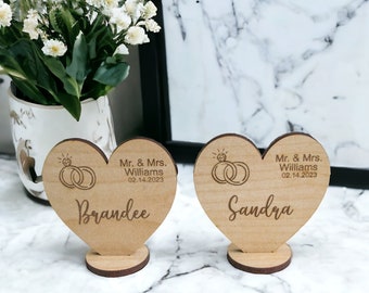 Personalized Wedding Place Name Settings | Heart Shape Wedding Name Tags Table Decoration | Wedding Place Cards Custom | Custom Name Cards