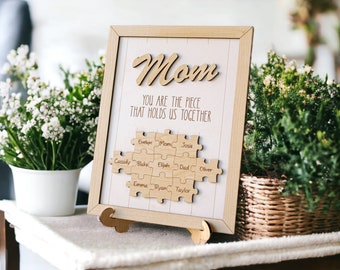 Mother's Day Puzzle Sign | You are the Piece that holds us together | Custom Gift for Mom | Personalized Mom Puzzle Piece | Gifts for Nana