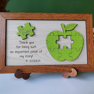 Cadeau de remerciement pour enseignant, panneau de pièce de puzzle pour enseignant, cadeau personnalisé pour enseignant, merci d'avoir été une pièce importante de mon histoire