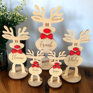 Décorations de Noël personnalisées avec un renne | Décoration de Noël renne sur pied | Cadeau de Noël personnalisé | Décor de noms de lieux