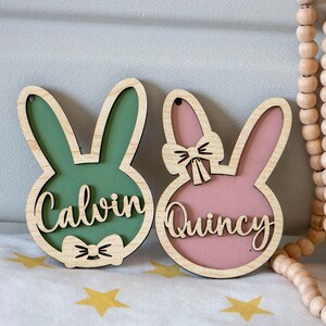 Etiquettes personnalisées de Pâques pour enfants | Marque-places de Pâques personnalisés | prénom personnalisé panier de Pâques lapin | Plaque nominative pour le panier de Pâques