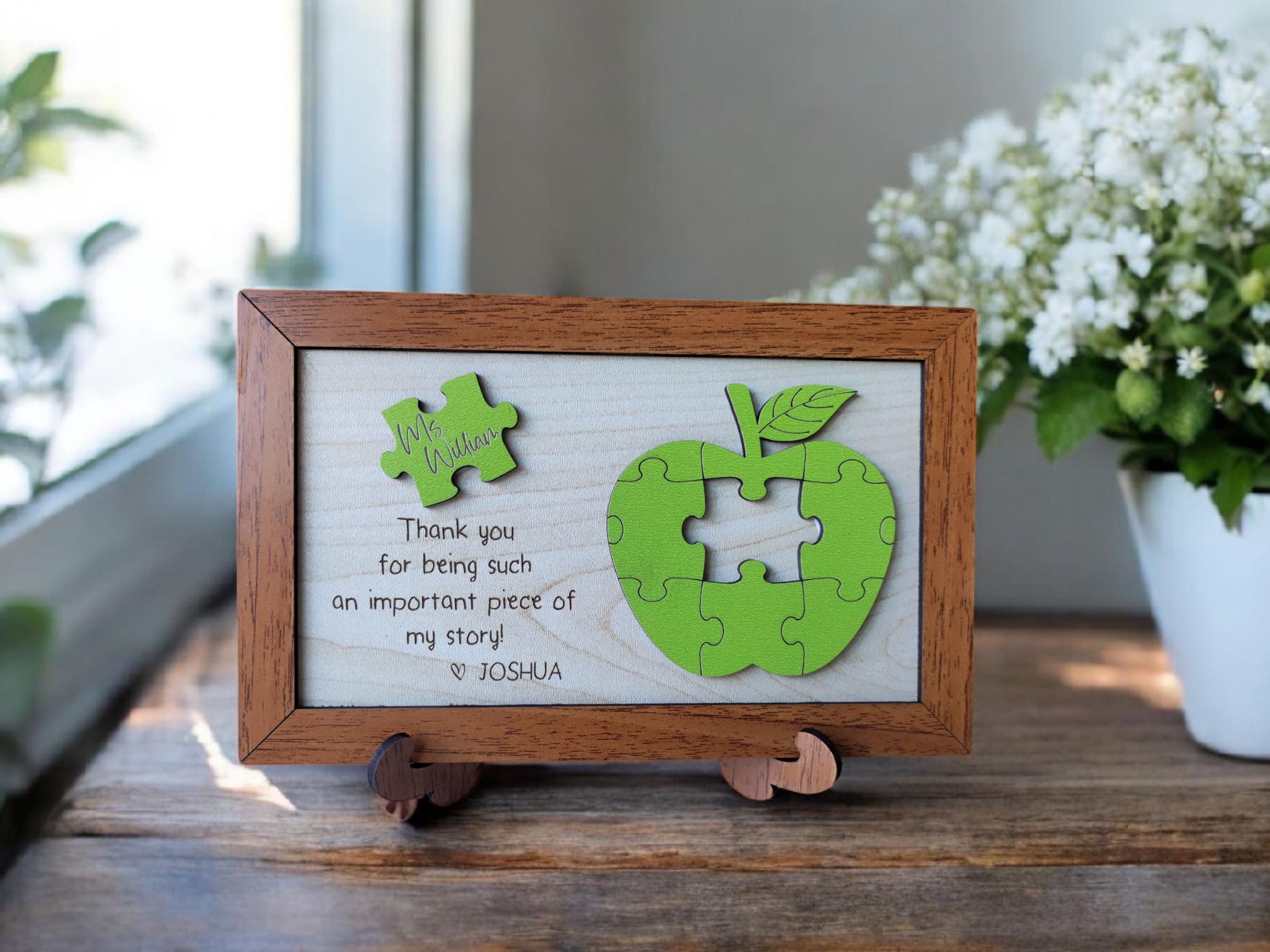 Personalized Teacher Appreciation Puzzle Sign: Wooden Desk Decor - Etsy