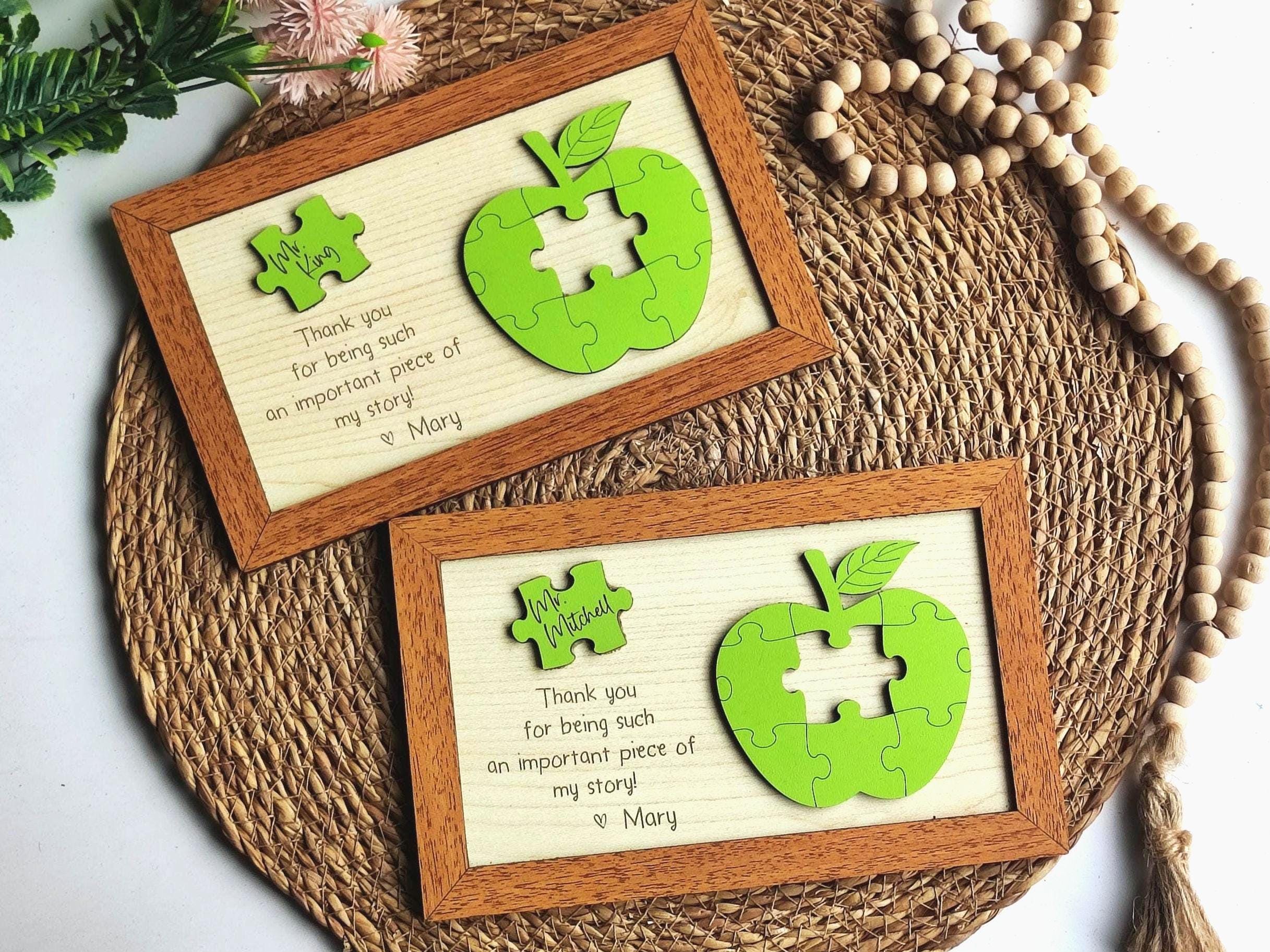 Personalized Teacher Appreciation Puzzle Sign: Wooden Desk Decor - Etsy