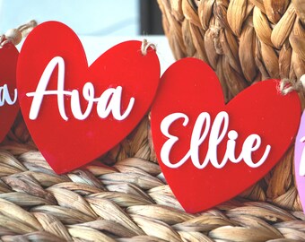 Personalized Acrylic Heart Valentine's Day Basket Tag