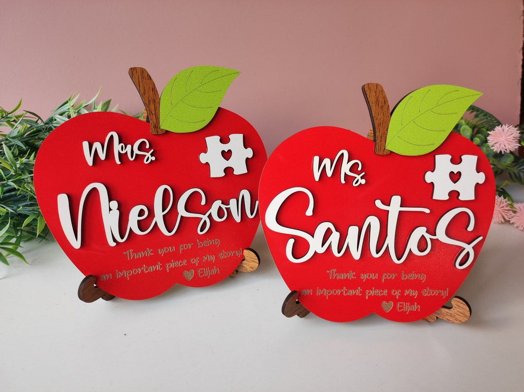 Personalized Teacher Apple Name Sign: Teacher's Appreciation Week Gift ...