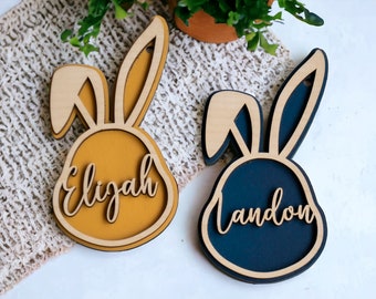 Personalized Easter Bunny Ears Basket Tag | Custom Easter Egg Name Tag | Easter Egg with Ears Name Tags | Kid Easter Basket Child Gift Tags